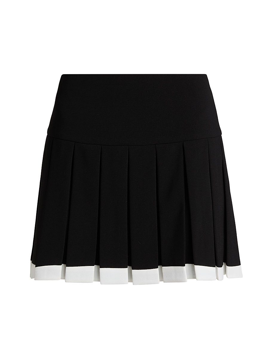 Women's Emilie Box Pleated Miniskirt - Black Off White - Size 14