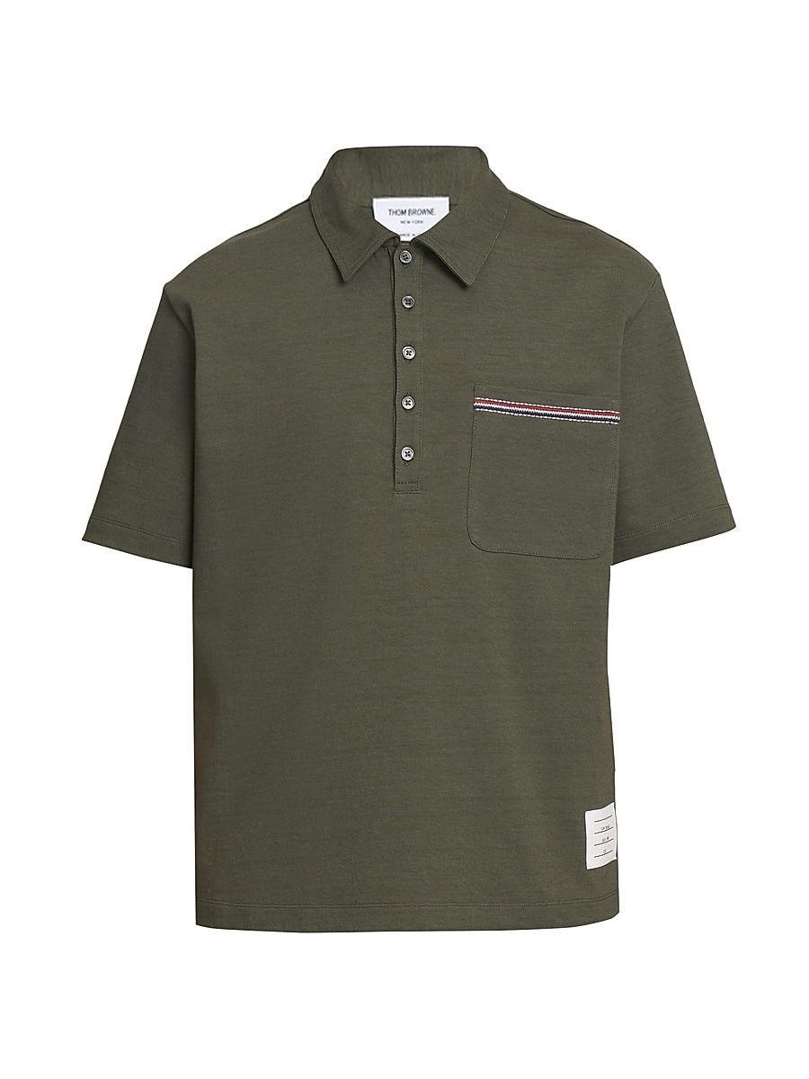 Men's Embroidered RWB Pocket Cotton Polo Shirt - Dark Green - Size XXL