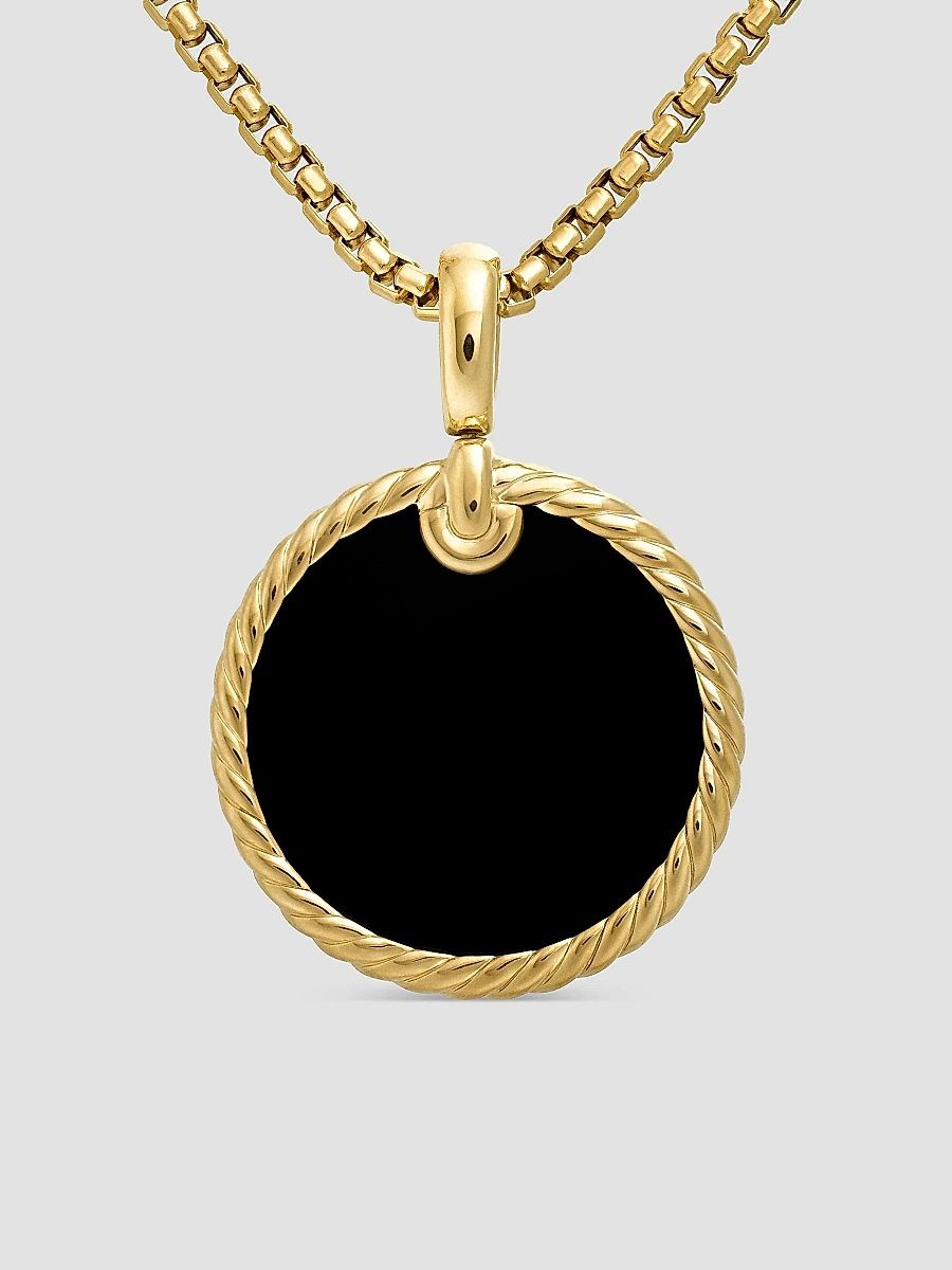 David Yurman Women's DY Elements Disc Pendant in 18K Yellow Gold - Black Onyx