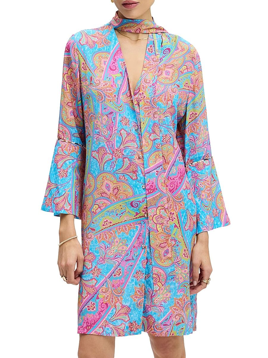Women's Brenna Paisley Cotton-Silk Shirtdress - Size 12