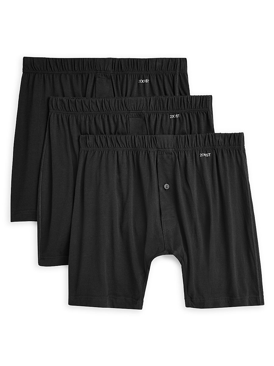 Men 3-Pack Pima Cotton Boxer Briefs - Black - Size Large