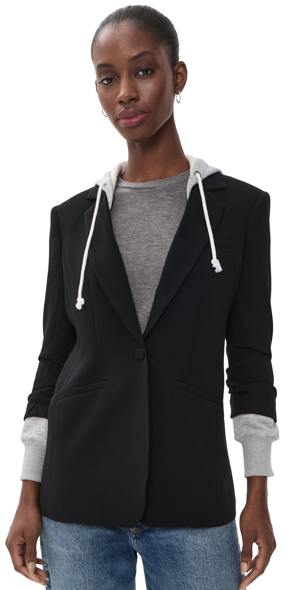 Cinq à Sept Hooded Khloe Blazer Black/Heather Grey 4