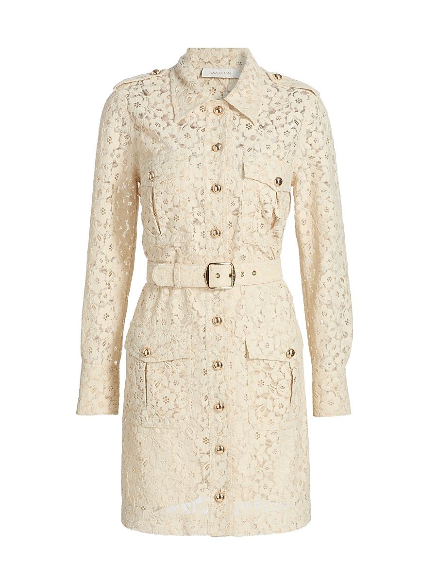 Women's Hypnotic Lace Utility Shirtdress - Cream - Size 8