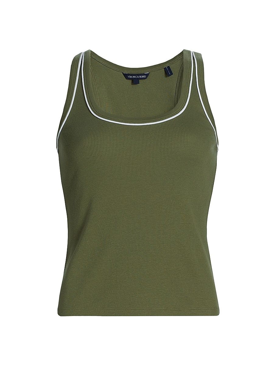 Women's Birke Contrast Piping Tank - Stone Army - Size XL