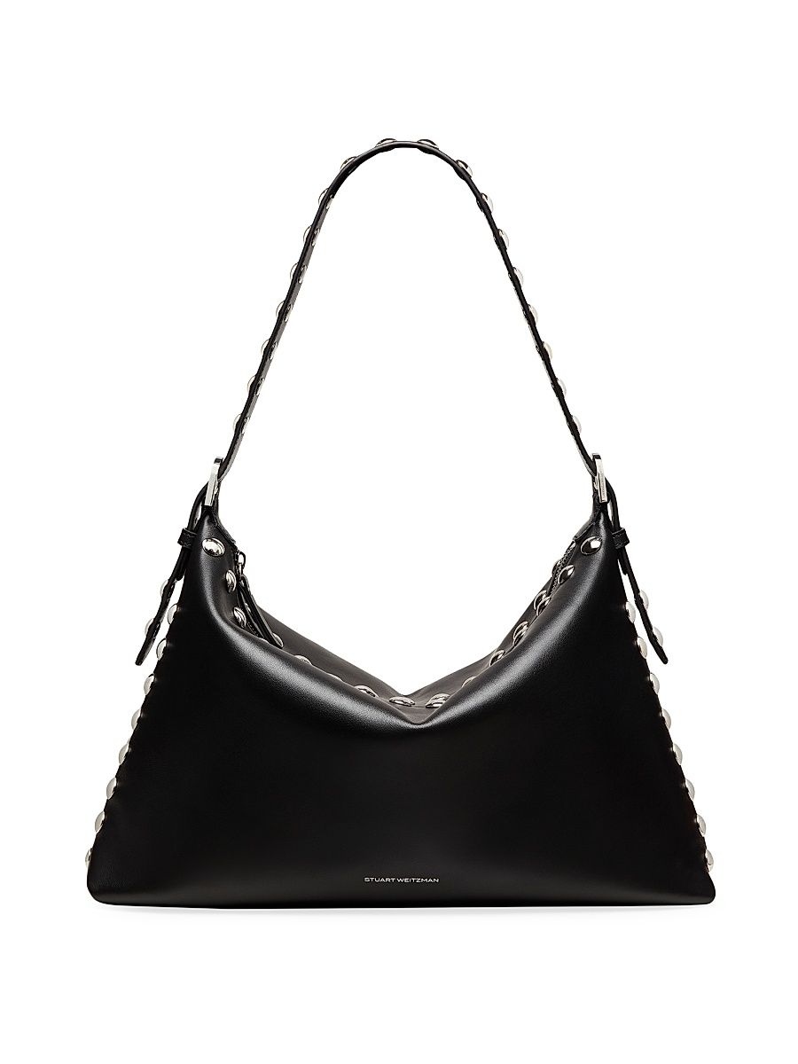 Women's Stuart Studded Nappa Leather Shoulder Bag - Black