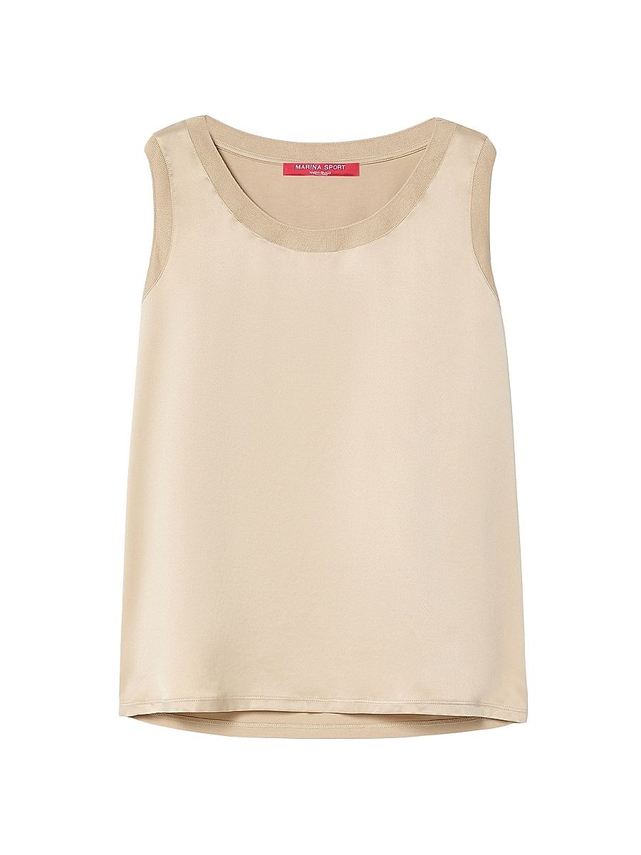 Women's Jersey and Satin Top - Sand - Size XXL