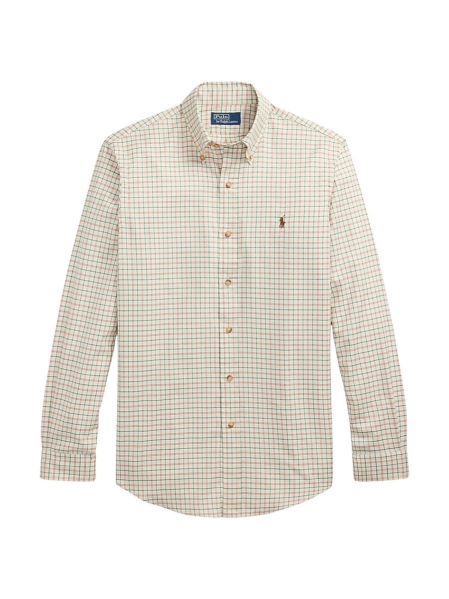 Men's Plaid Cotton Twill Sport Shirt - Cream Khaki Multi - Size XXL