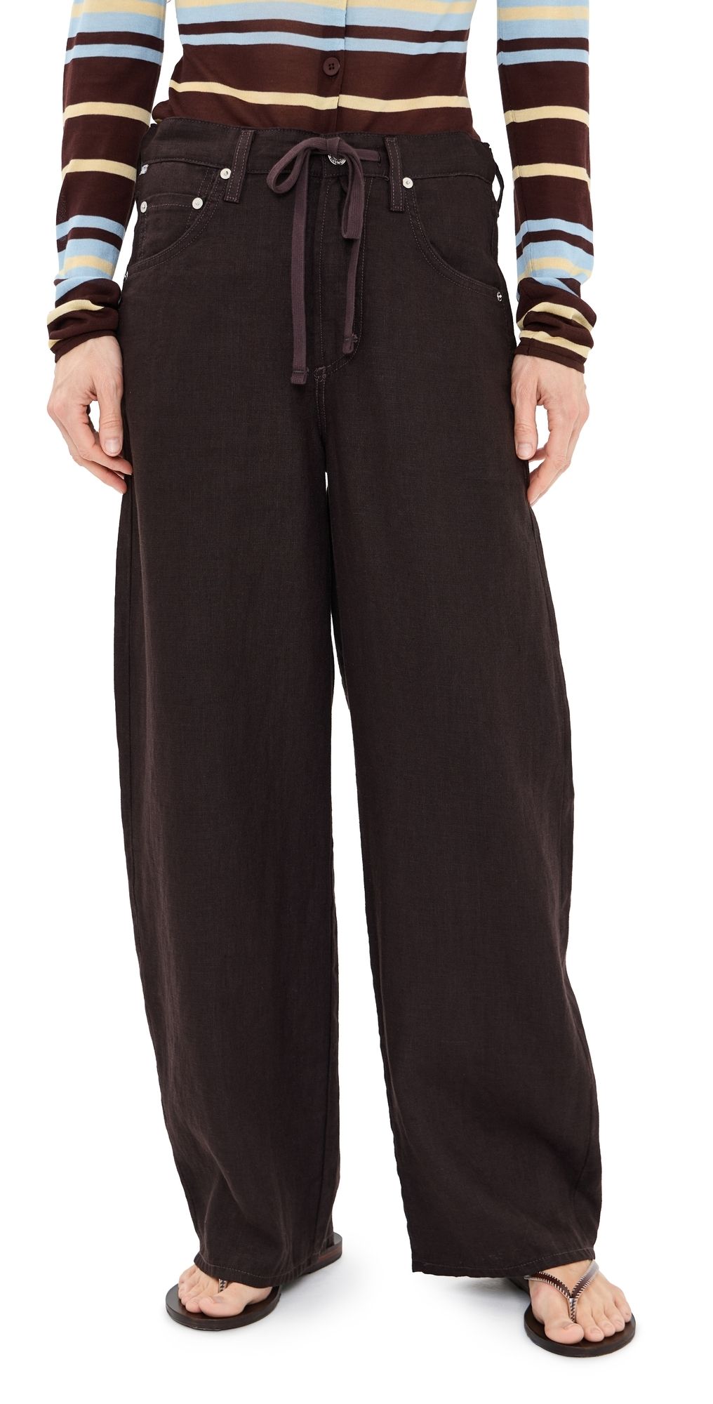 Citizens of Humanity Petite Brynn Linen Pants Chocolate 25