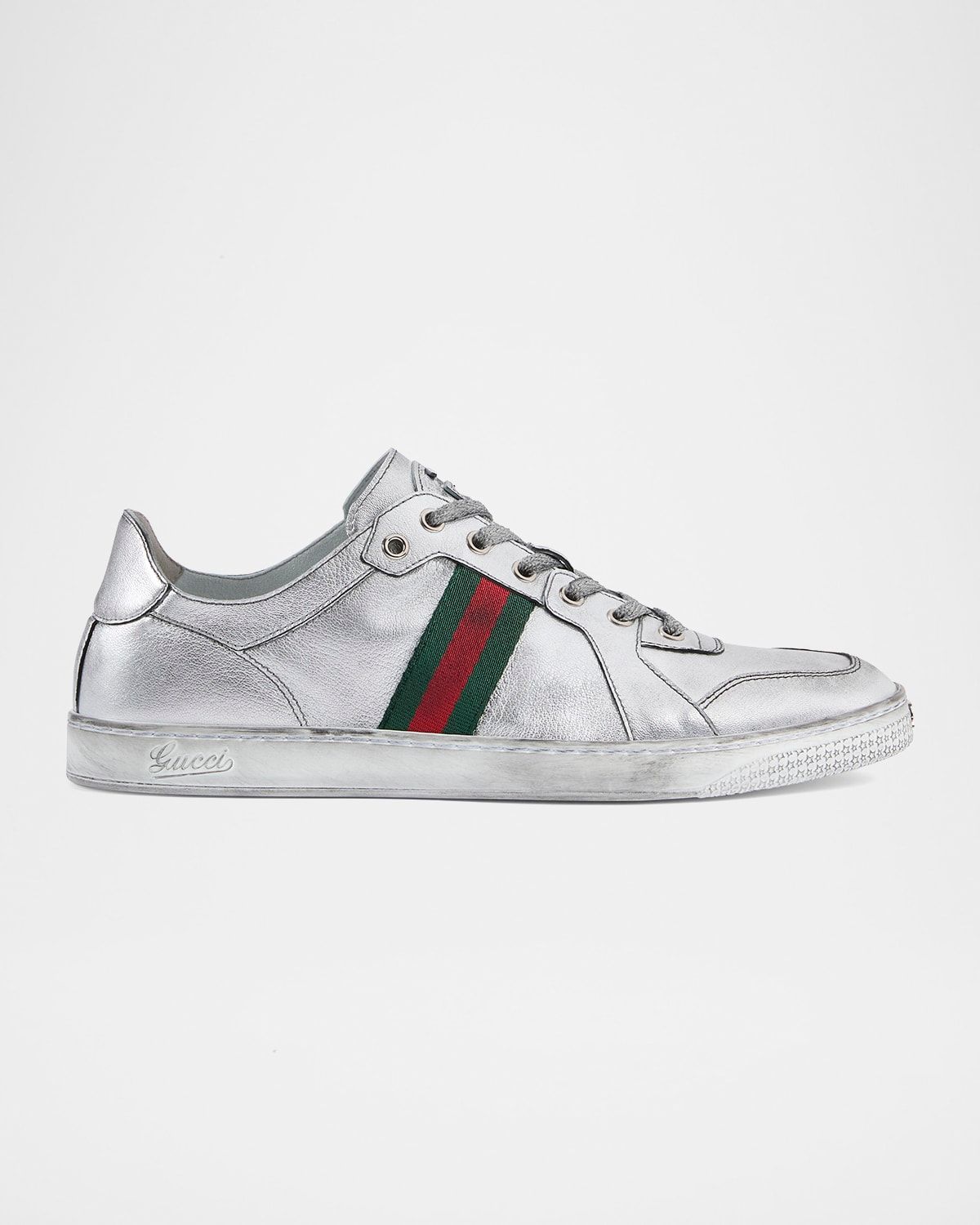 Men & apos;s Stretch Metallic Leather Low-Top Sneakers
