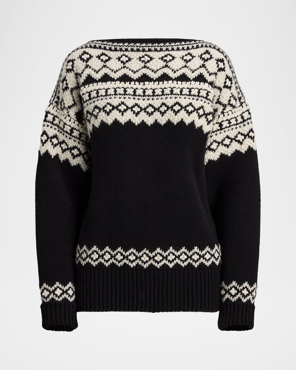 Fair Isle Cashmere Jacquard Boatneck Sweater