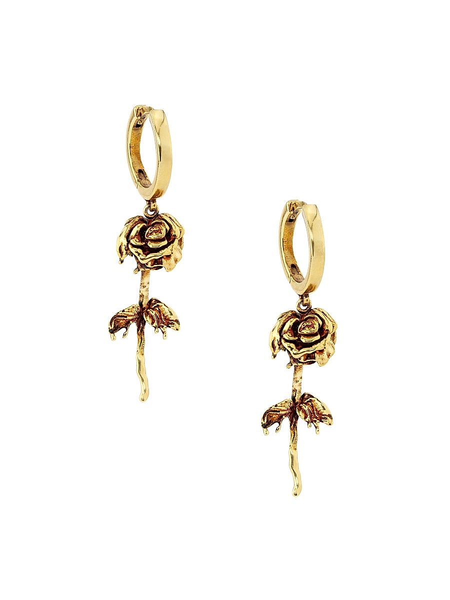 Women's Goldtone Dipped Rose Drop Earrings - Giallohava