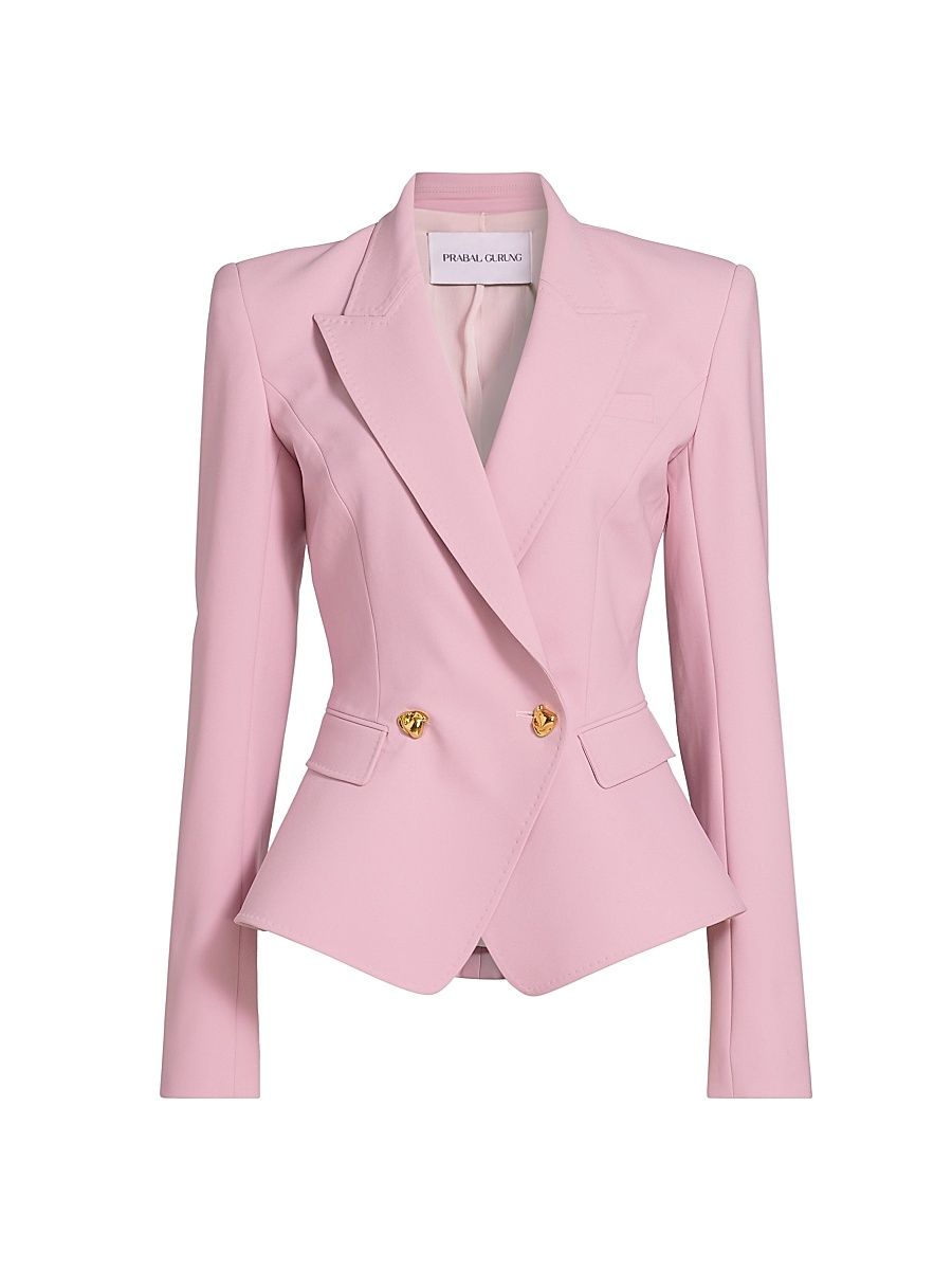 Women's Peplum Double-Breasted Blazer - Sakura Pink - Size 12