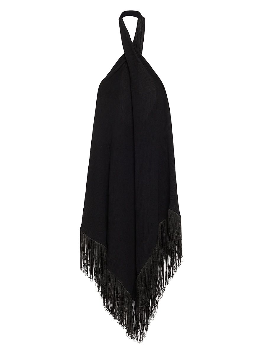 Women's Kate Fringe-Trim Dress - Black - Size Medium