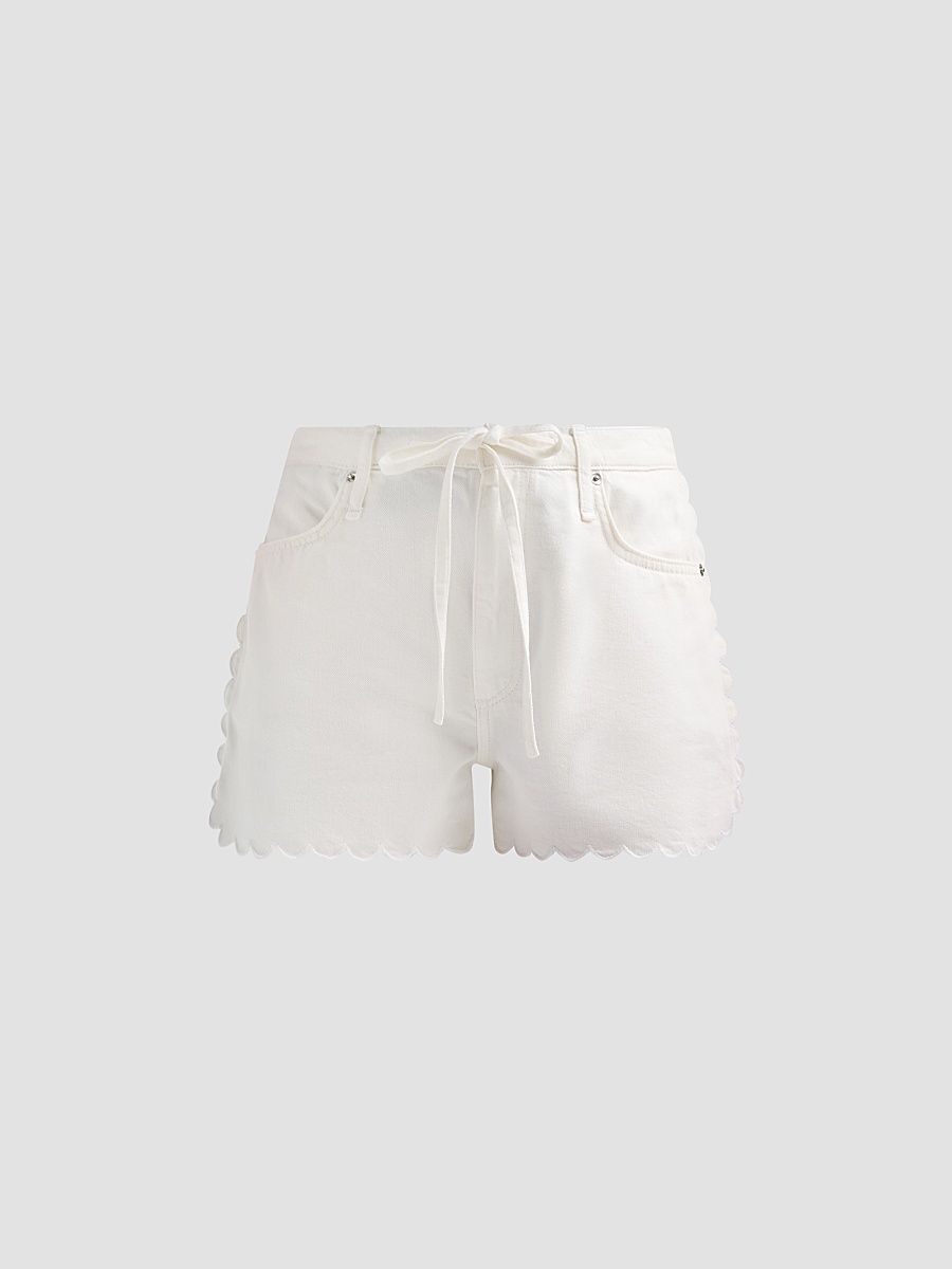 Women's Nolan Ultra-Featherweight Denim Shorts - White Scallop - Size XXS