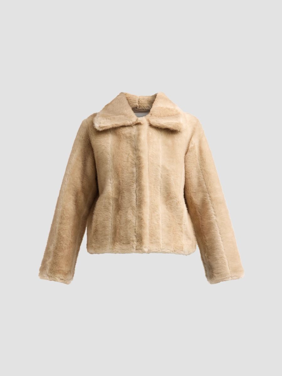 Apparis Women's Elis Shaved Faux-Mink Fur Coat - Latte Multi - Size XL