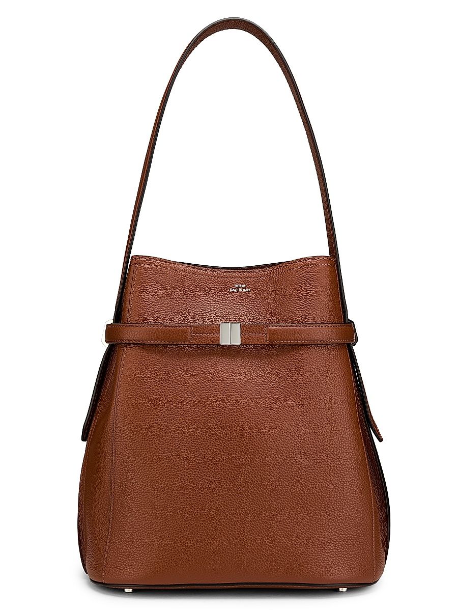Women's Belted Grained-Leather Bucket Bag - Sienna