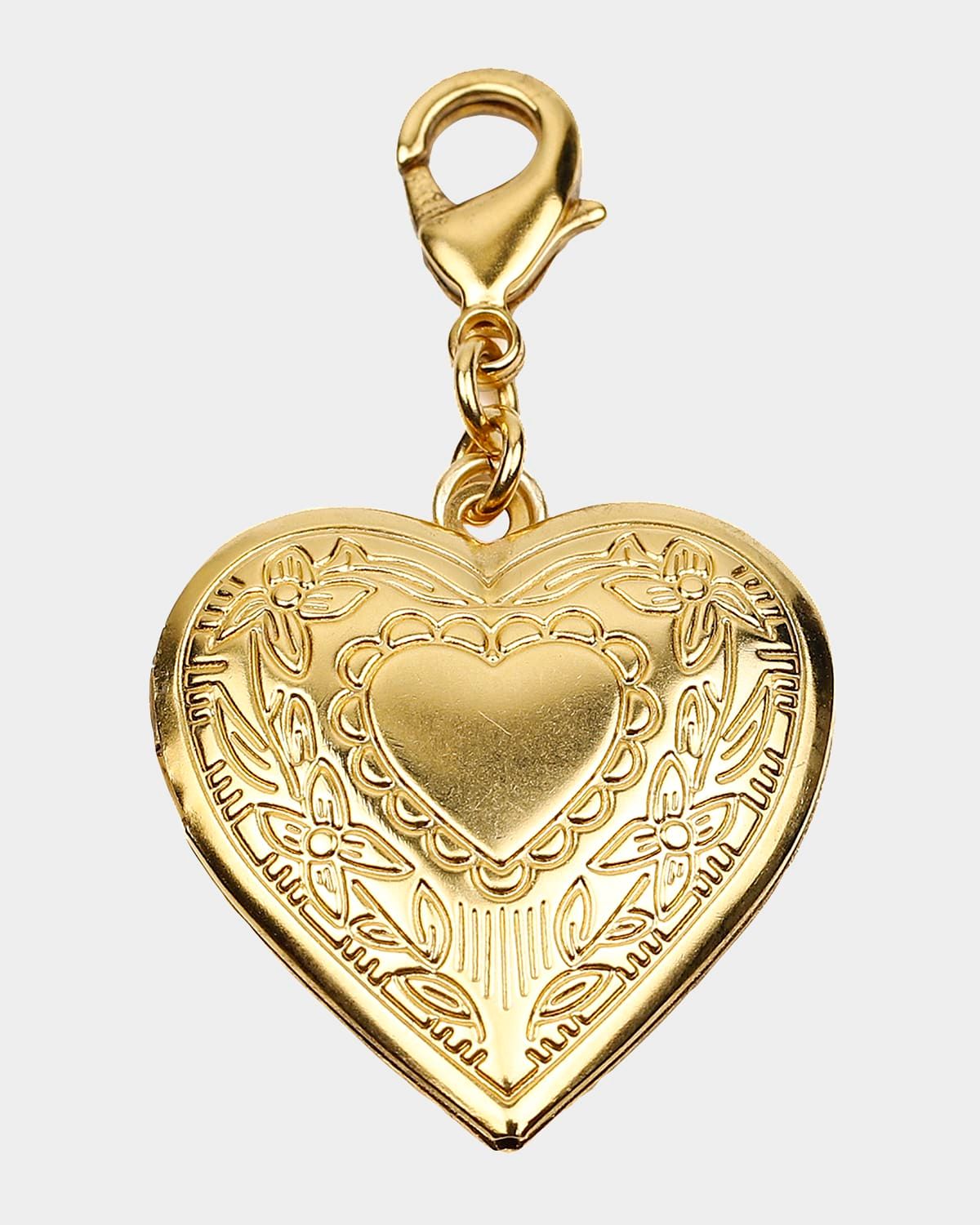 Heart Locket Charm w/ Floral Detail