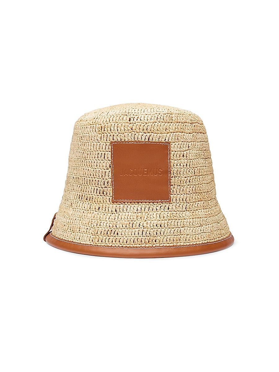 Women's Le Bob Soli Raffia & Leather Bucket Hat - Brown