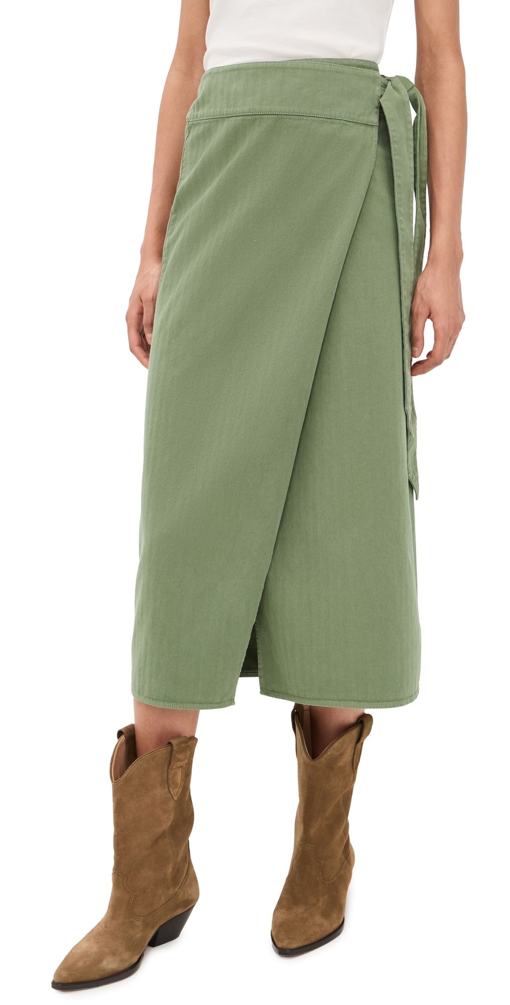 THE GREAT. The Wrap Skirt Classic Army 0