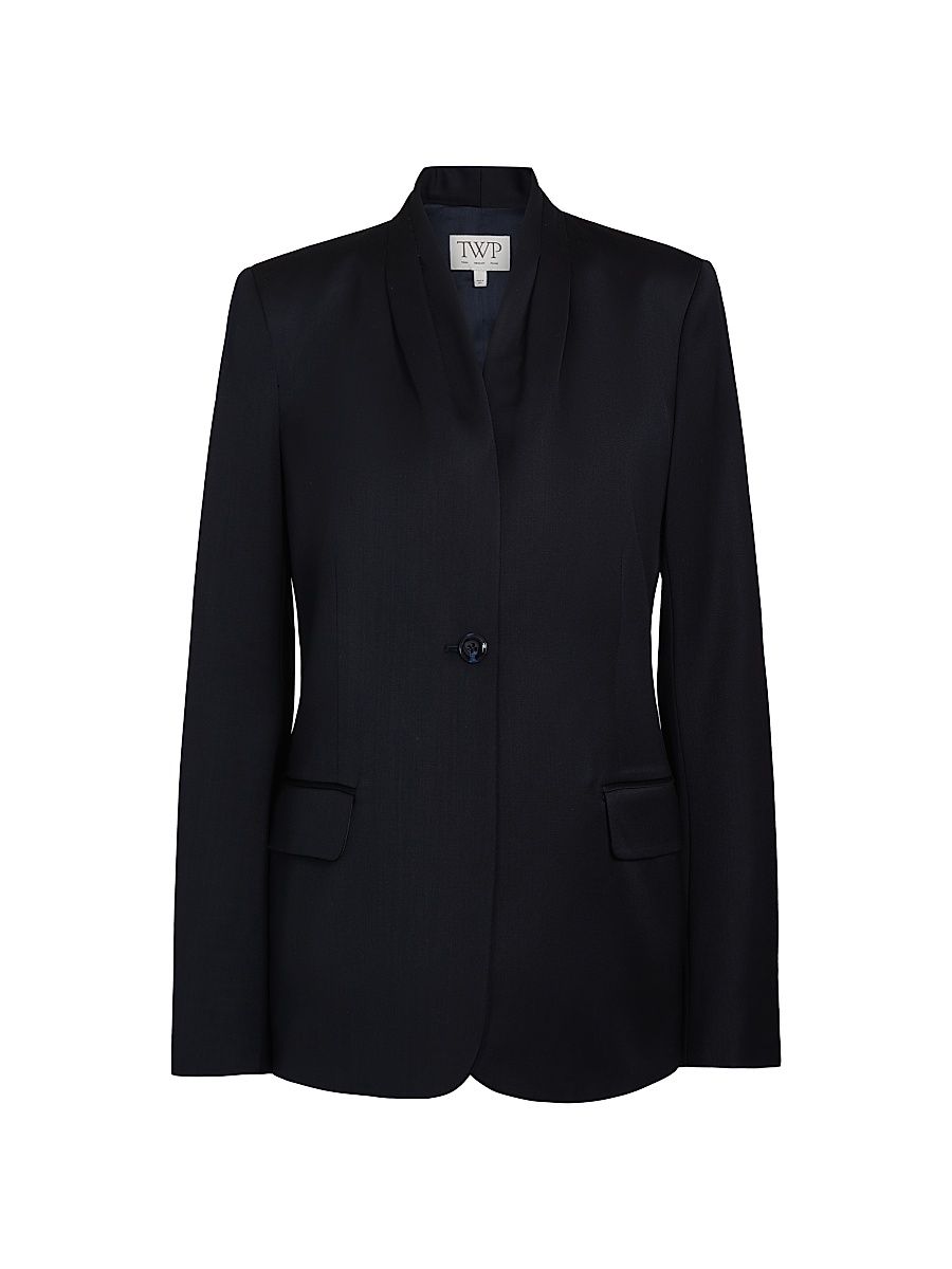 Women's Shawl-Collar Wool Dinner Jacket - Midnight - Size XL