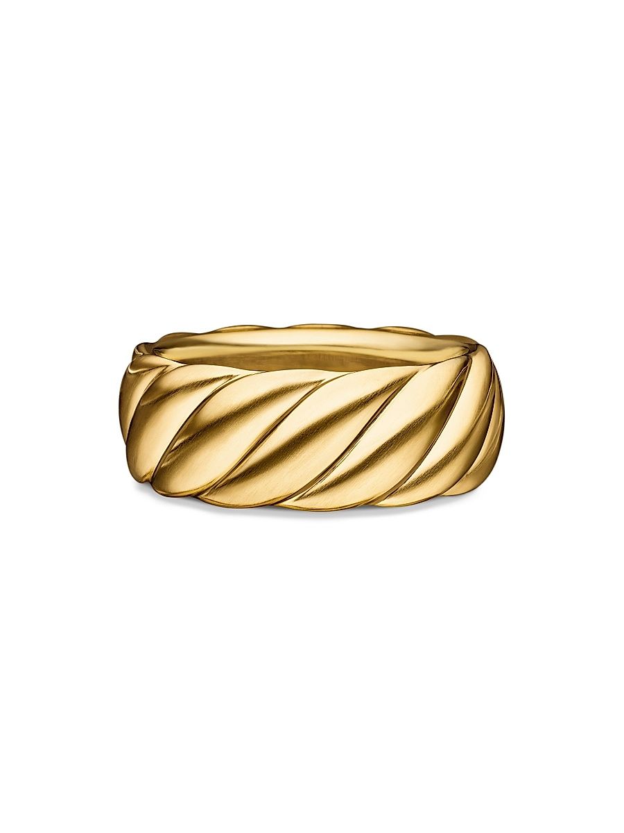 Men's Sculpted Cable Contour Band Ring in 18K Yellow Gold, 9MM - Gold - Size 8