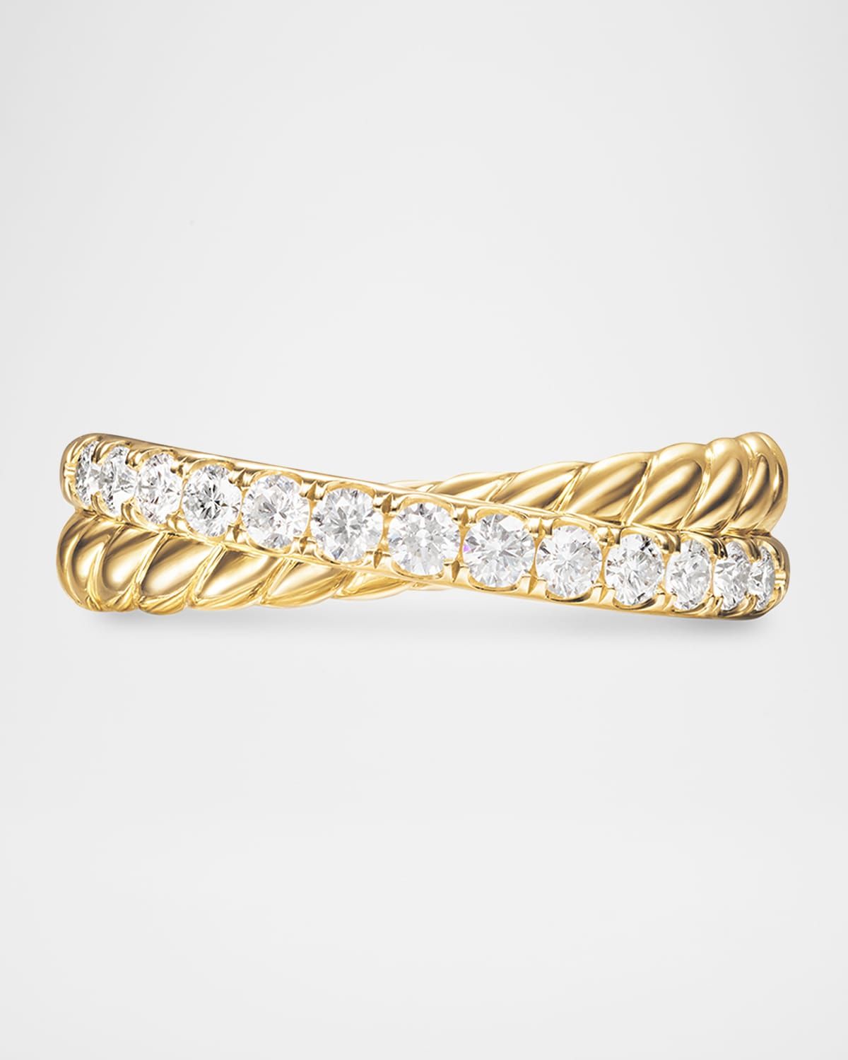 DY Crossover 2-Row Ring in 18K Gold with Diamonds