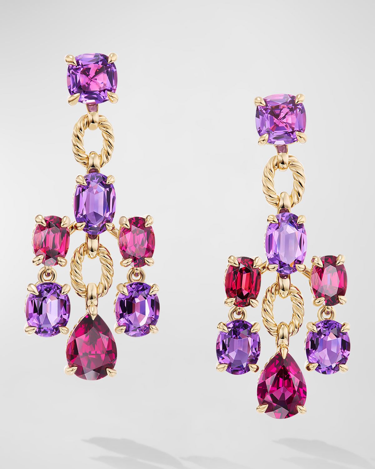 Marbella Statement Earrings with Gemstones in 18K Gold, 57mm