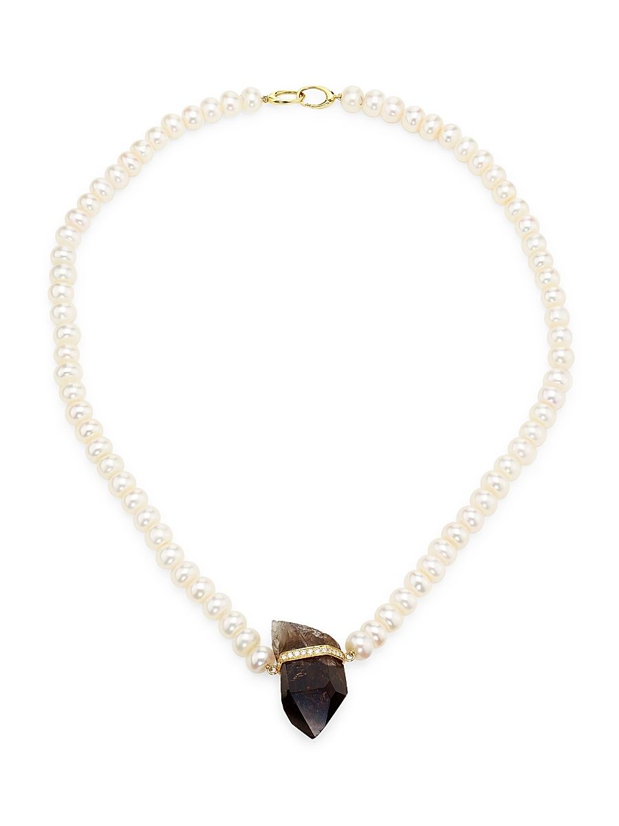 Women's Ocean 14K Yellow Gold & Multi-Gemstone Pendant Necklace - Pearl