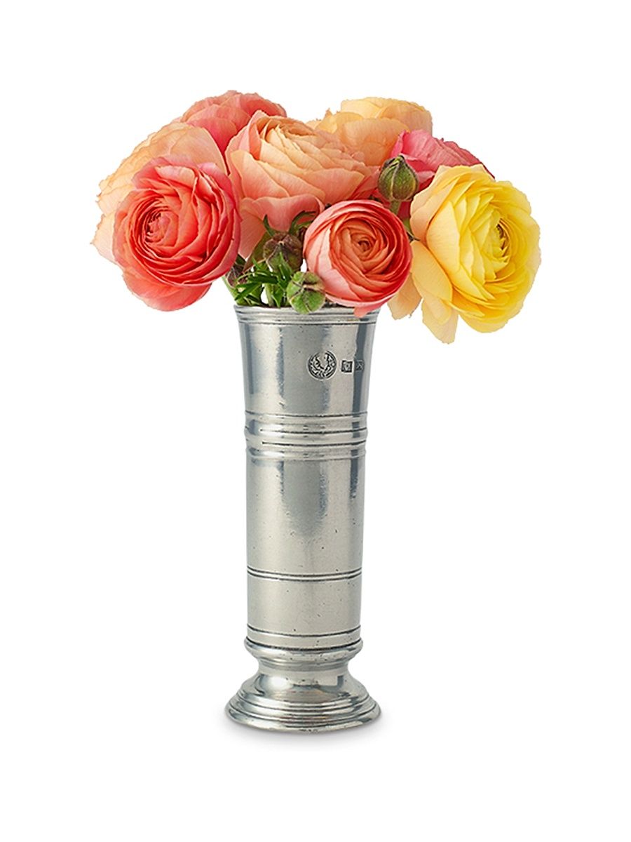 Pewter Footed Cylinder Vase