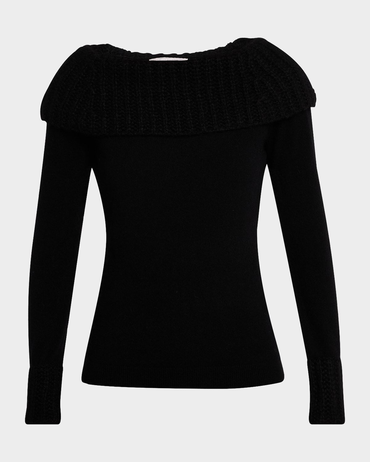 Cashmere-Silk Boucle Trim Sweater