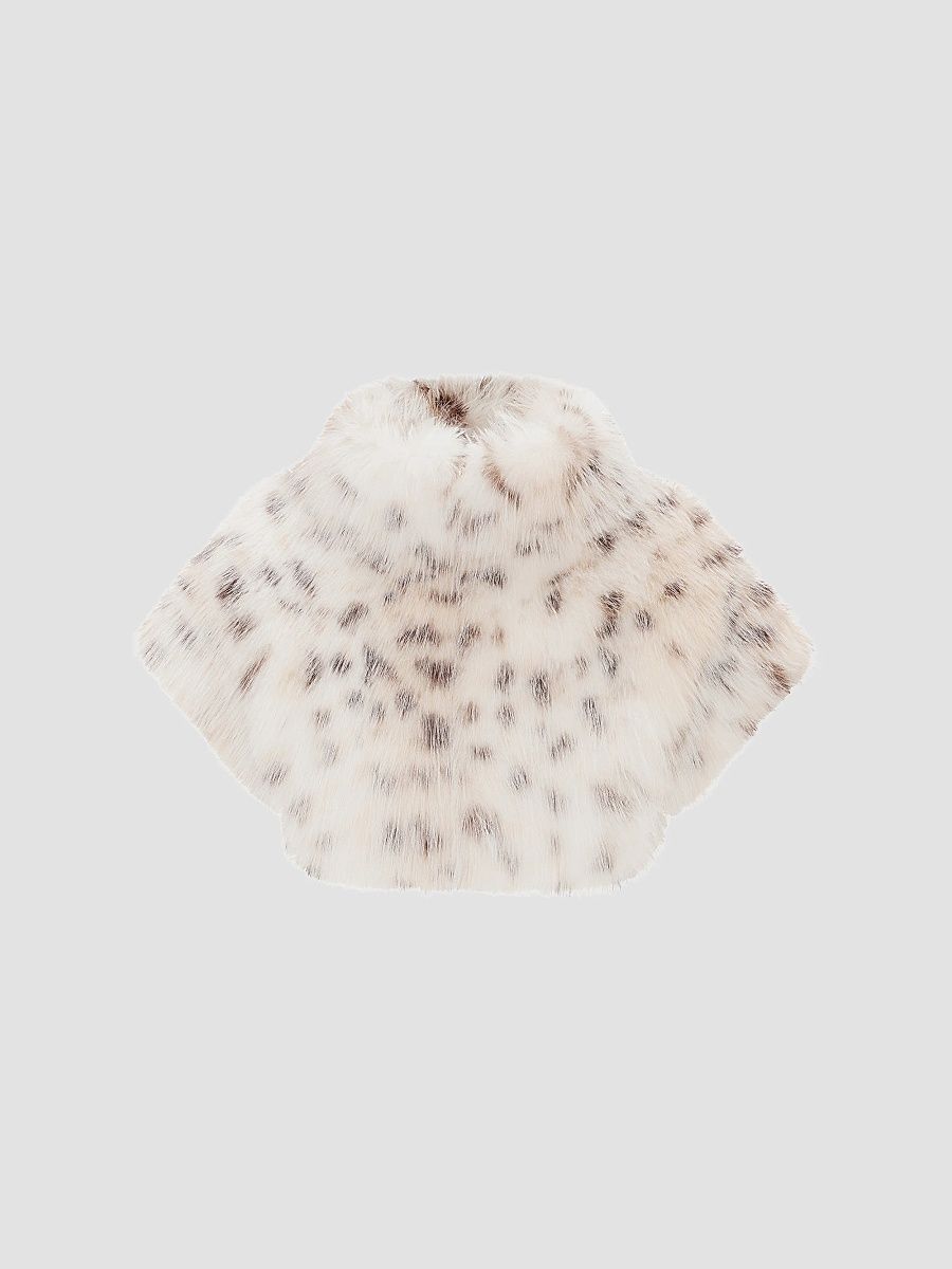 Lyla Grant Women's Faux Fur Lynx Belly Bolero Coat - Beige - Size Small