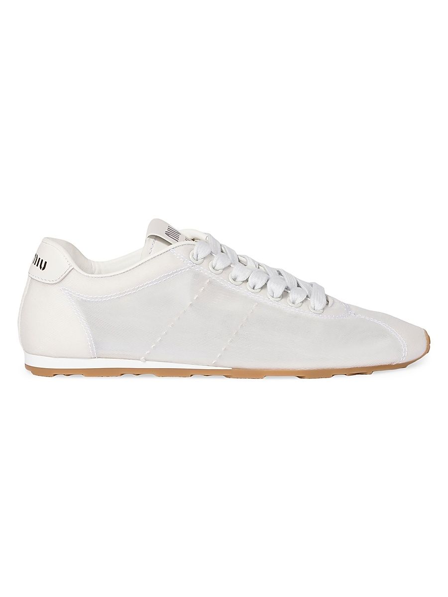 Women's Plume Mesh Fabric Sneakers - White - Size 11