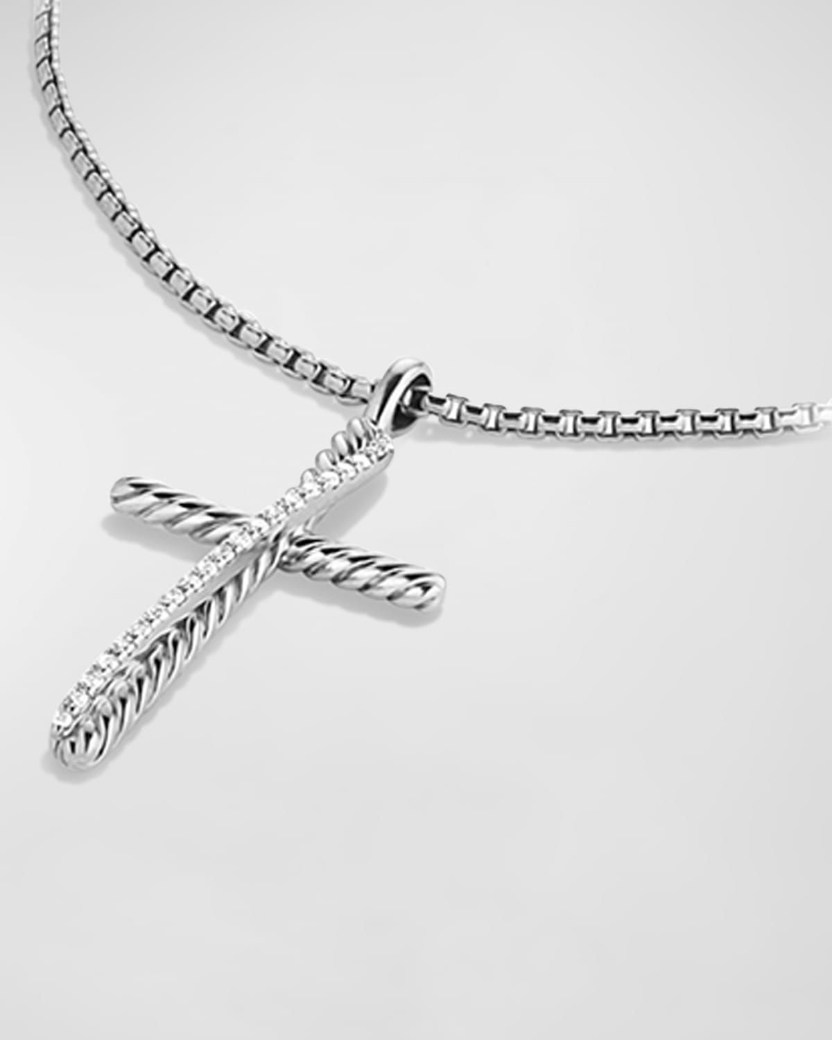 Cross Crossover Diamond Pendant Necklace