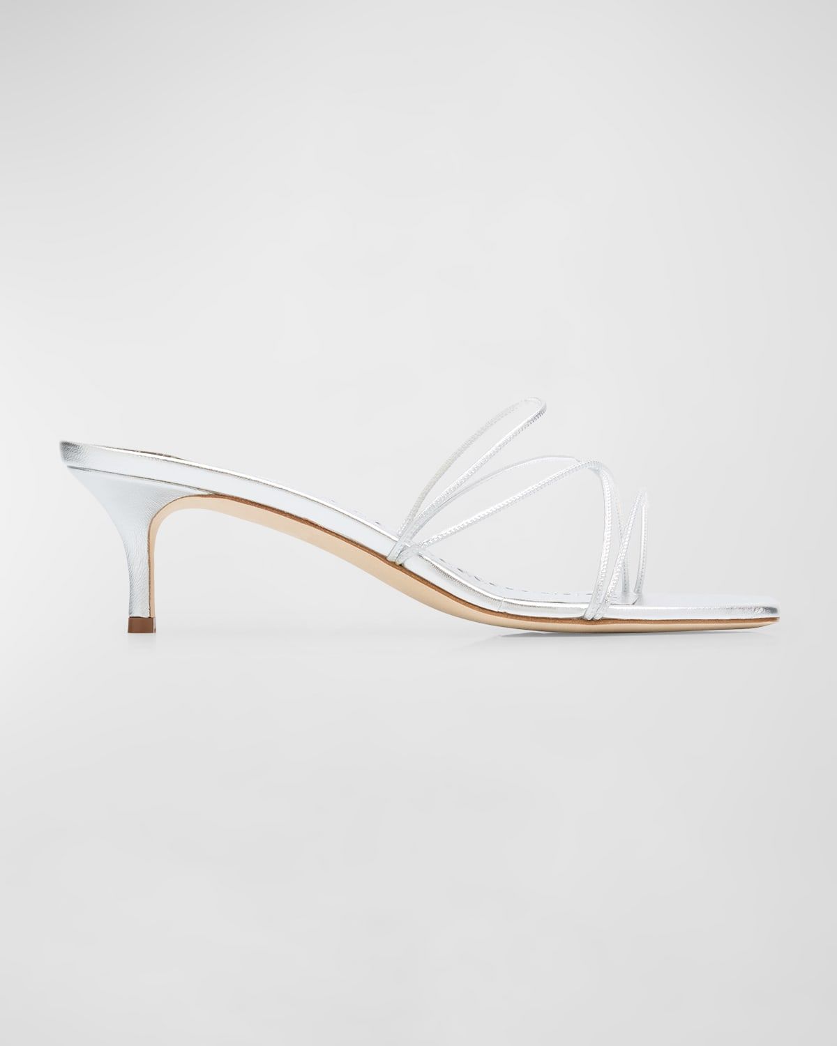 Strappy Metallic Leather Slide Sandals