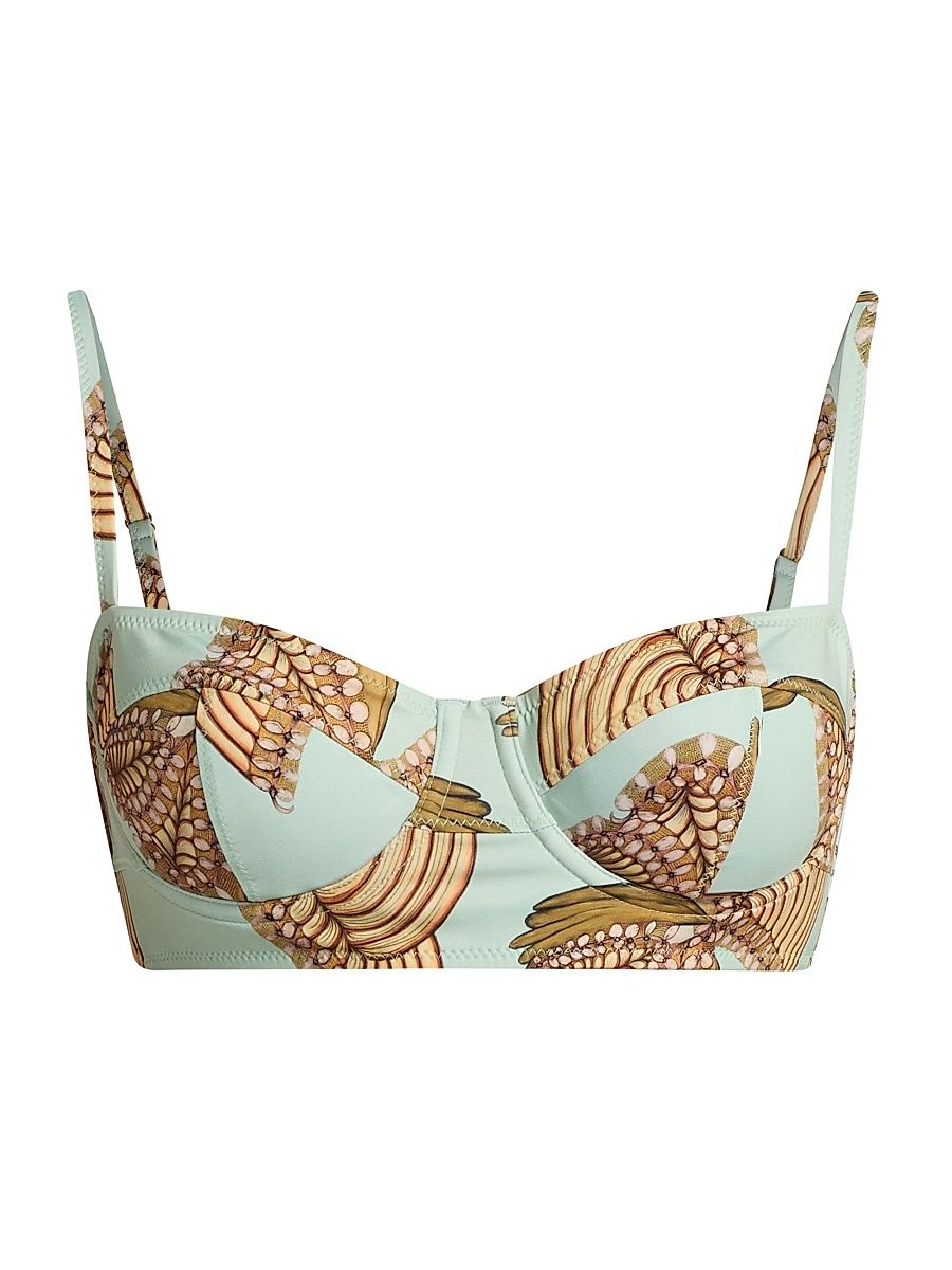 Women's Zahara Bra Cup Bikini Top - Water Blossoms - Size XL