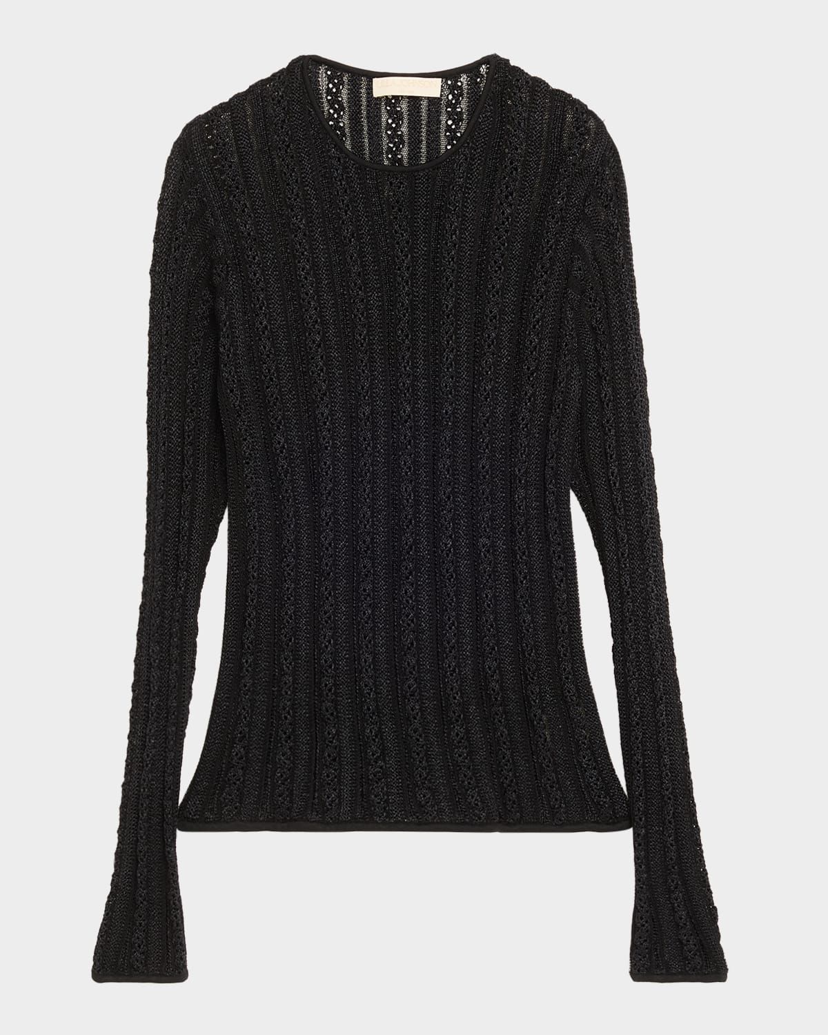 Ardith Long-Sleeve Lace Knit Top