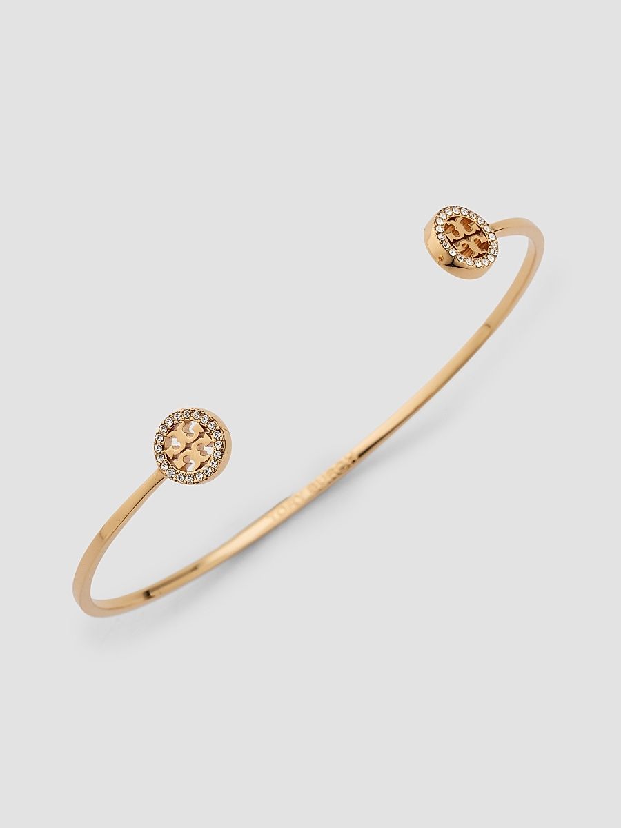Women's Icon 18K-Gold-Plated & Cubic Zirconia Logo Cuff - Tory Gold Crystal