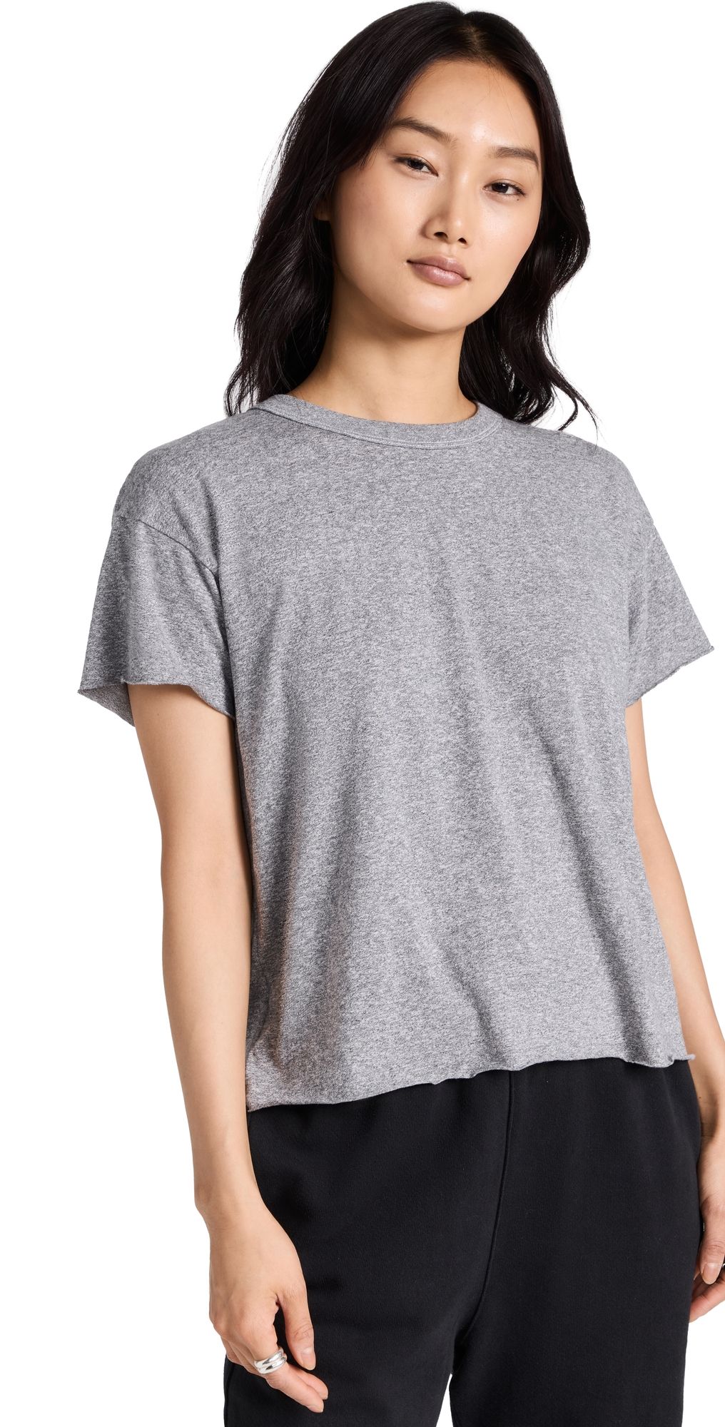 THE GREAT. The Crop Tee Heather Grey 1