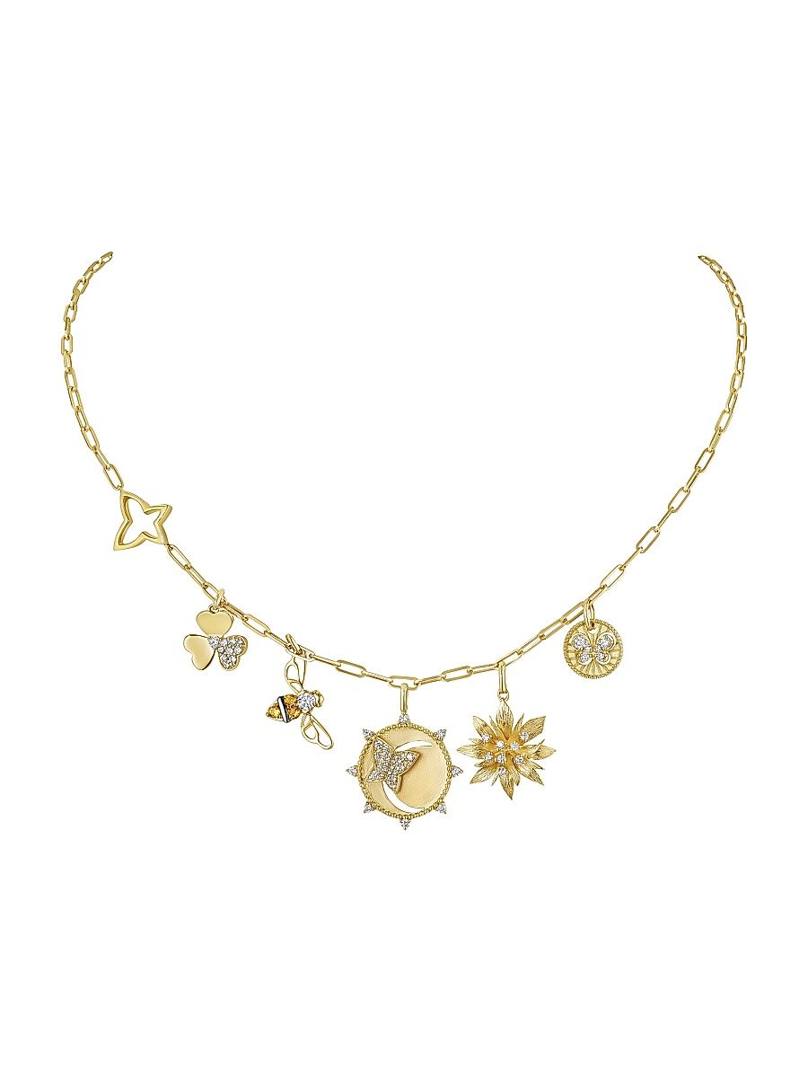 Women's Penka 18K Yellow Gold & 0.58 TCW Diamond Charm Necklace - Yellow Gold