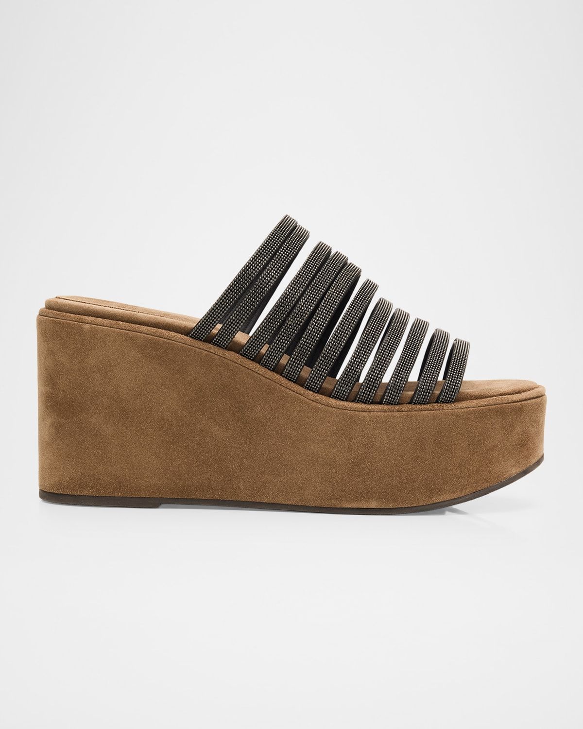 80mm Suede Monili Platform Sandals