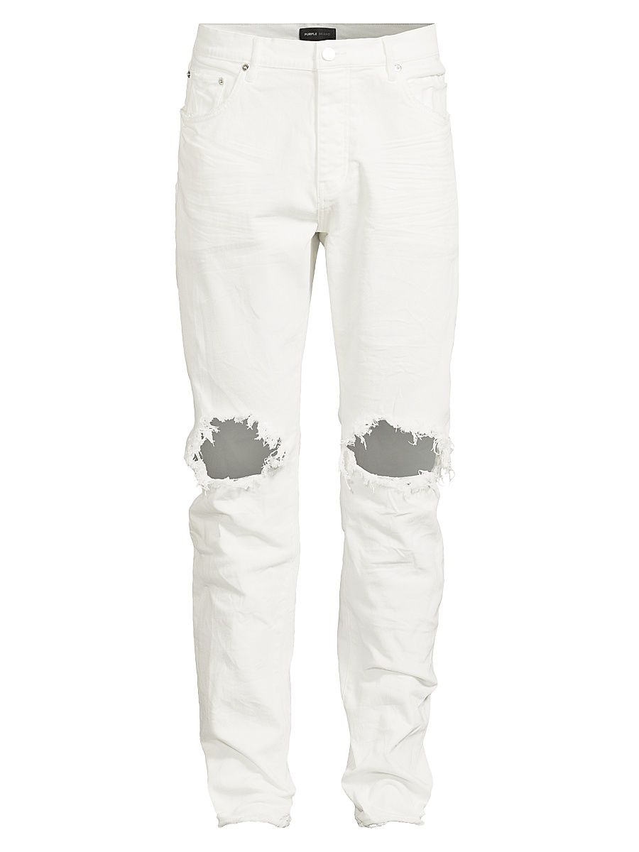 Men's Slash-Knee Skinny Jeans - White - Size 31