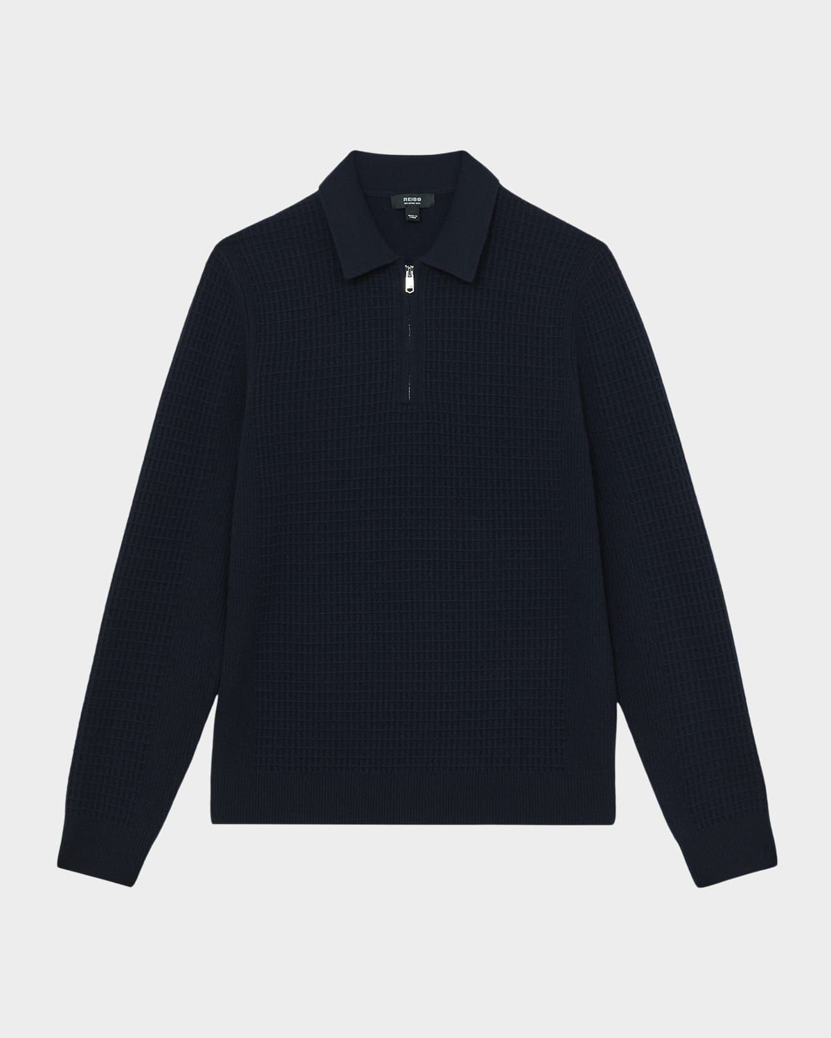 Men & apos;s Hamilton Wool Waffle-Knit Half-Zip Polo Shirt
