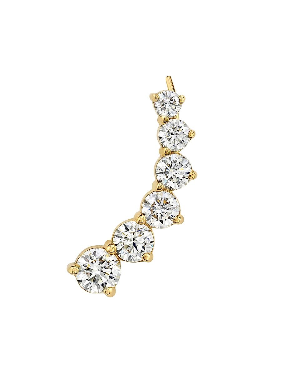 Women's 14K Yellow Gold & Round 1.70 TCW Lab-Grown Diamond Ear Arc - Yellow Gold - Size Left