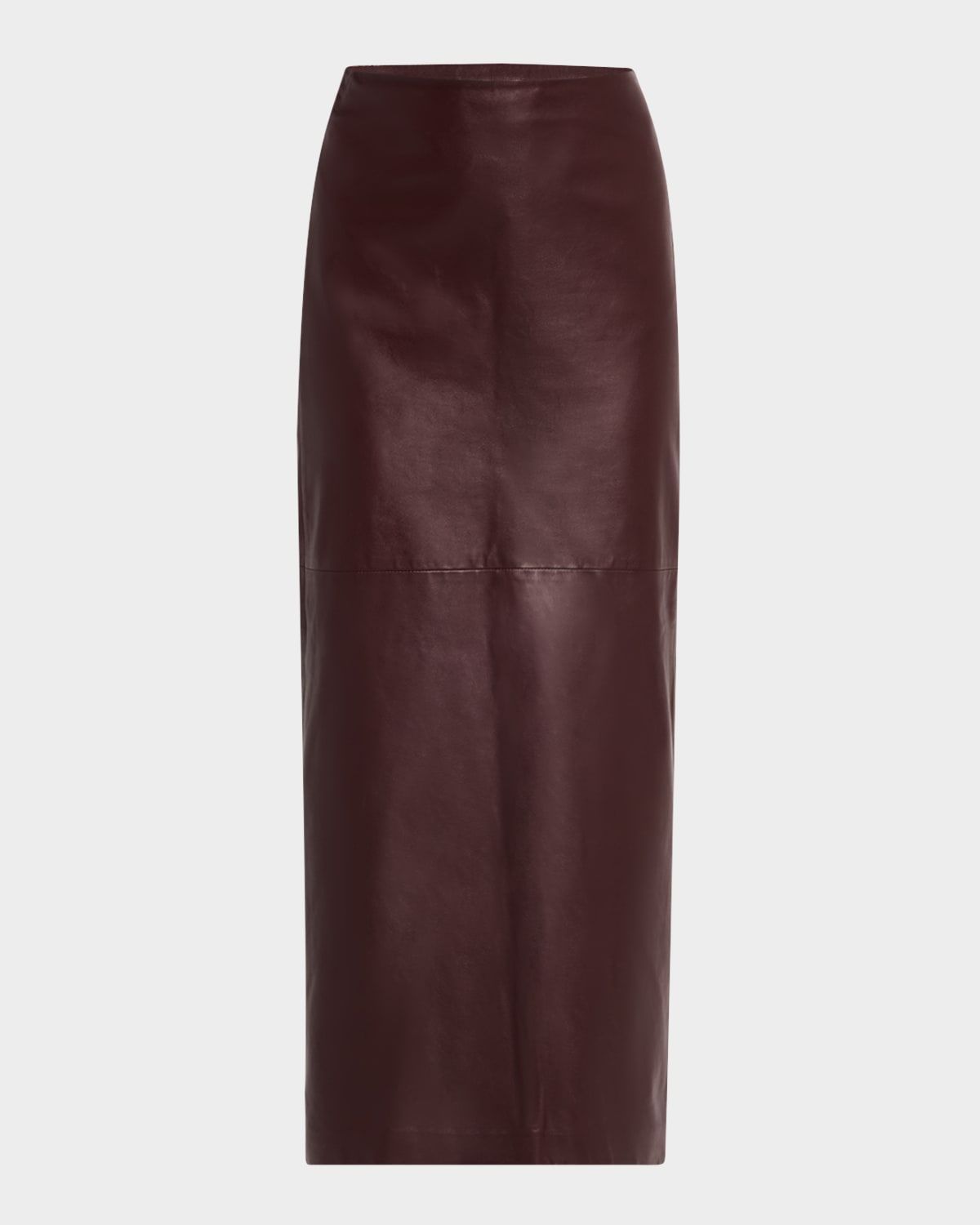 Stretch Nappa Leather Midi Skirt