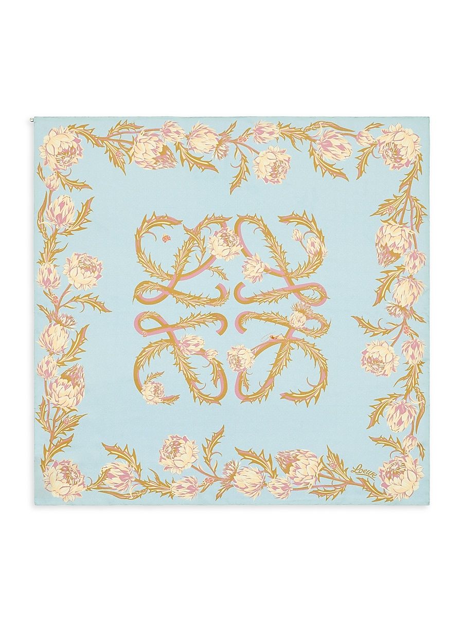 Women's LOEWE x Paula's Ibiza Double Face Anagram Cotton Scarf - Light Blue Deep Blue