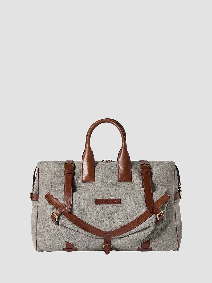 Men's Wool, Alpaca and Cashmere Flannel Field Bag - Medium Grey