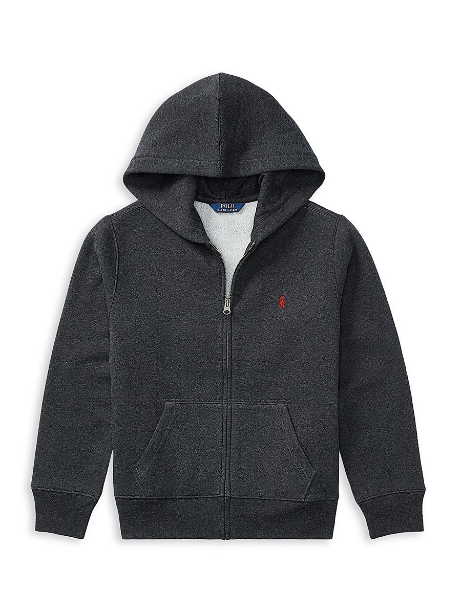 Boy's Cotton-Blend Fleece Hoodie - Avery Heather - Size 8