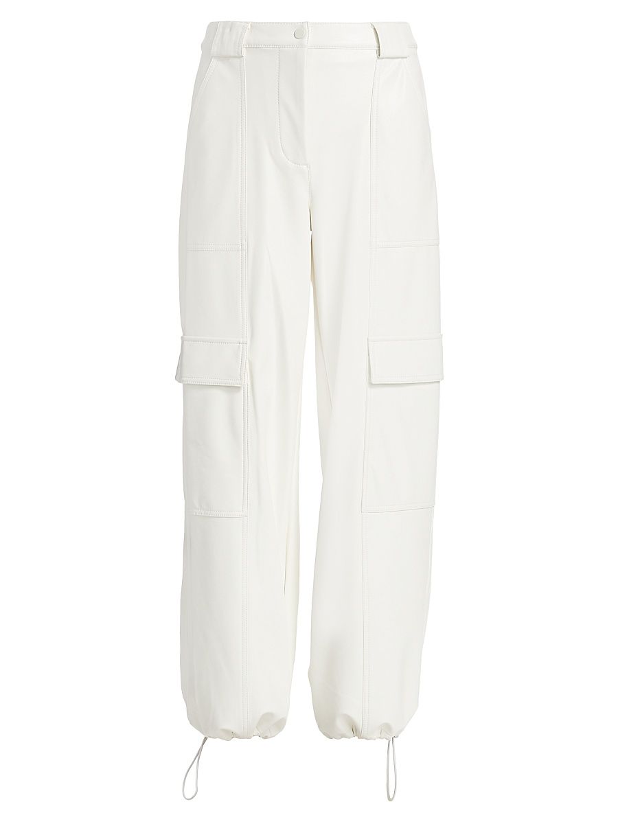 Women's Sofia Vegan Leather Cargo Pants - Ivory - Size 2