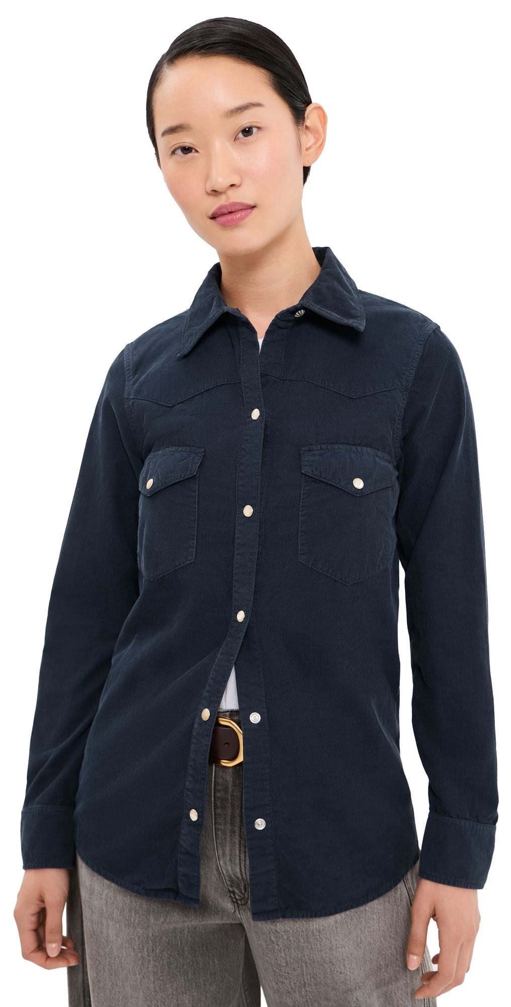 Nili Lotan Travis Corduroy Shirt Dusk Navy L