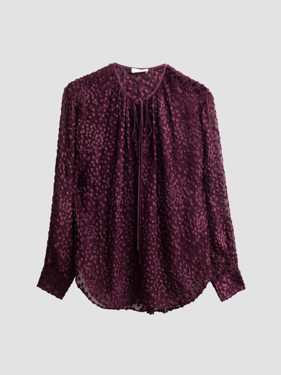 A. L.C. Women's Aurelia Semi-Sheer Silk-Blend Blouse - Deep Mulberry - Size 00